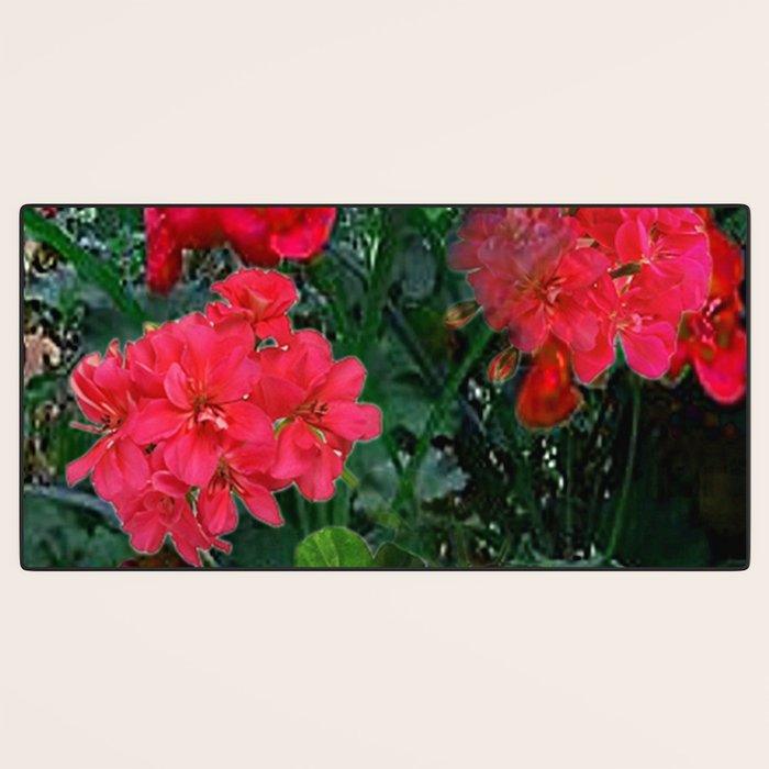 RED GERANIUMS GREEN GARDEN ART Desk Mat Gallery Image 3