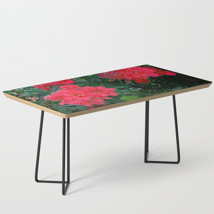 RED GERANIUMS GREEN GARDEN ART Coffee Table Gallery Image 1