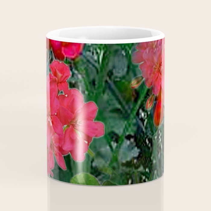 RED GERANIUMS GREEN GARDEN ART Coffee Mug Gallery Image 4