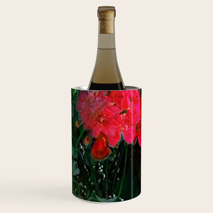 RED GERANIUMS GREEN GARDEN ART Wine Chiller Gallery Image 3