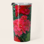 RED GERANIUMS GREEN GARDEN ART Travel Mug Gallery Image 3