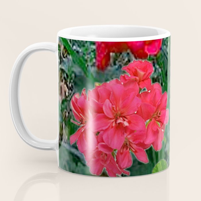 RED GERANIUMS GREEN GARDEN ART Coffee Mug Gallery Image 3