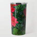 RED GERANIUMS GREEN GARDEN ART Travel Mug Gallery Image 1