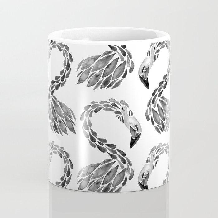 Miami Flamingo - Black Ink Coffee Mug Gallery Image 4