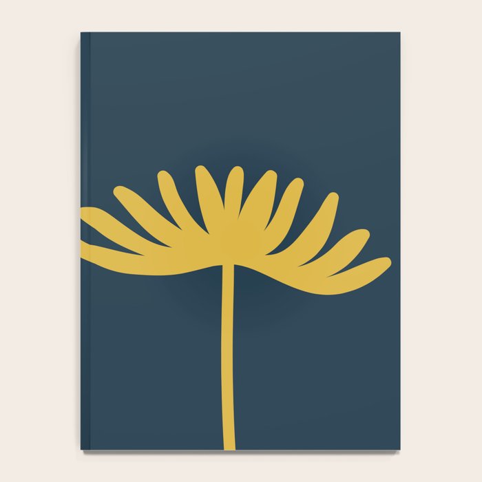 Tall Flower - Minimalist Floral in Light Mustard and Navy Blue Notebook Gallery Image 4