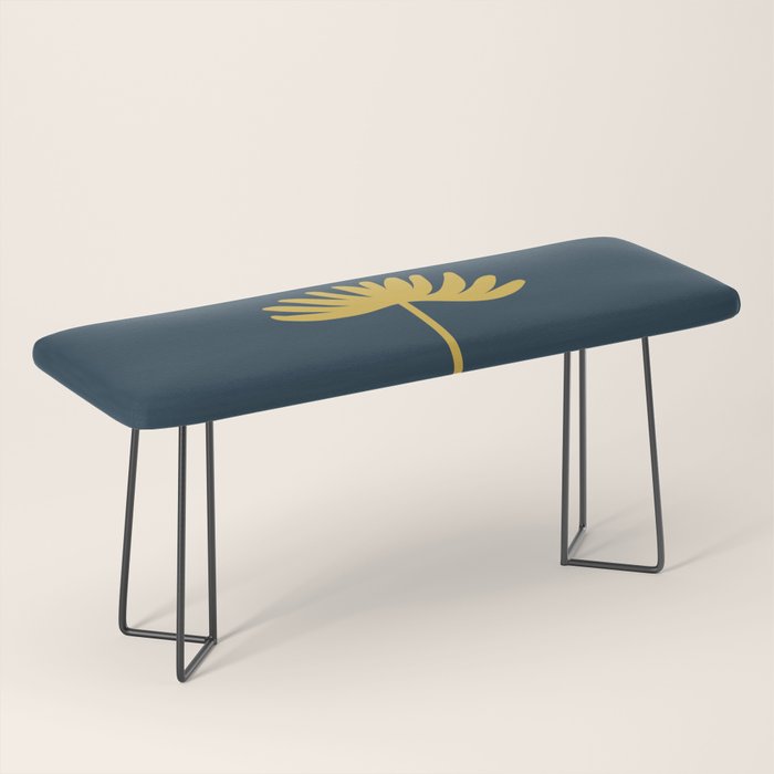 Tall Flower - Minimalist Floral in Light Mustard and Navy Blue Bench Gallery Image 1