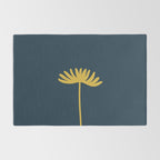 Tall Flower - Minimalist Floral in Light Mustard and Navy Blue Rug Gallery Image 2