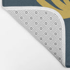 Tall Flower - Minimalist Floral in Light Mustard and Navy Blue Bath Mat Gallery Image 2