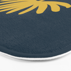 Tall Flower - Minimalist Floral in Light Mustard and Navy Blue Bath Mat Gallery Image 3