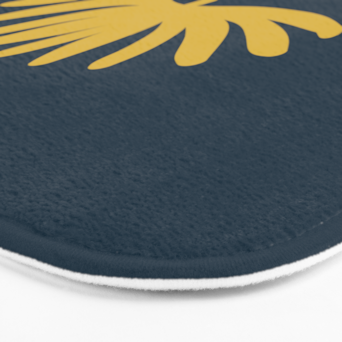 Tall Flower - Minimalist Floral in Light Mustard and Navy Blue Bath Mat Gallery Image 3