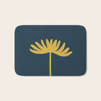 Tall Flower - Minimalist Floral in Light Mustard and Navy Blue Bath Mat Gallery Image 1