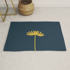 Tall Flower - Minimalist Floral in Light Mustard and Navy Blue Rug Gallery Image 1