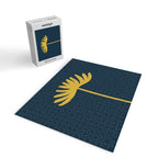 Tall Flower - Minimalist Floral in Light Mustard and Navy Blue Jigsaw Puzzle Gallery Image 2