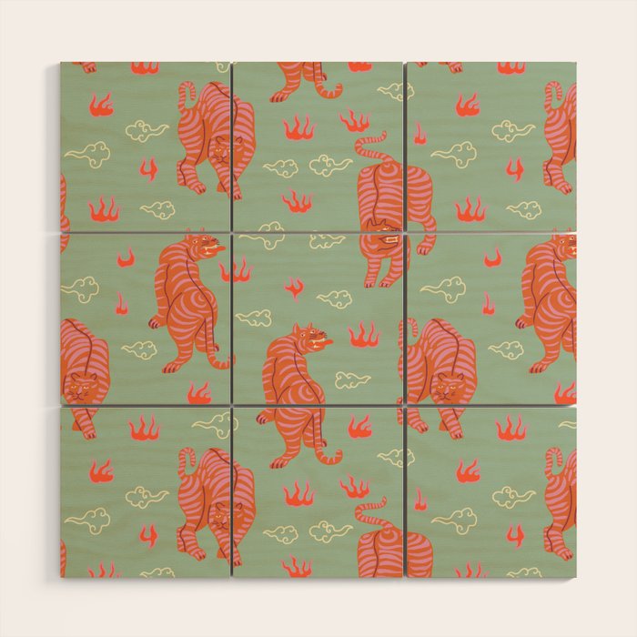 Tibetan tigers Wood Wall Art Gallery Image 1