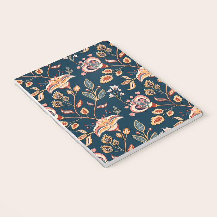 Indian Floral Trail - Deep Navy Blue Notebook Gallery Image 3