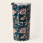 Indian Floral Trail - Deep Navy Blue Travel Mug Gallery Image 3