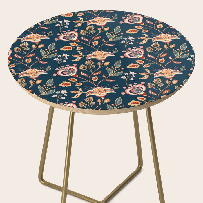 Indian Floral Trail - Deep Navy Blue Side Table Gallery Image 2