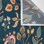 Indian Floral Trail - Deep Navy Blue Wall Tapestry Gallery Image 3