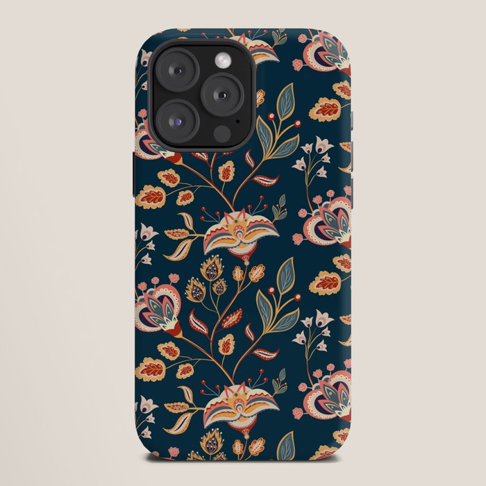 Indian Floral Trail - Deep Navy Blue iPhone Case Gallery Image 12