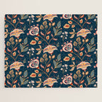 Indian Floral Trail - Deep Navy Blue Jigsaw Puzzle Gallery Image 1