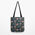 Indian Floral Trail - Deep Navy Blue Tote Bag Gallery Image 2
