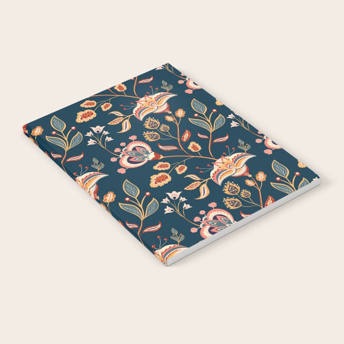 Indian Floral Trail - Deep Navy Blue Notebook Gallery Image 1