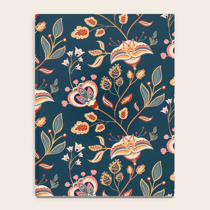Indian Floral Trail - Deep Navy Blue Notebook Gallery Image 4