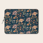 Indian Floral Trail - Deep Navy Blue Laptop Sleeve Gallery Image 1