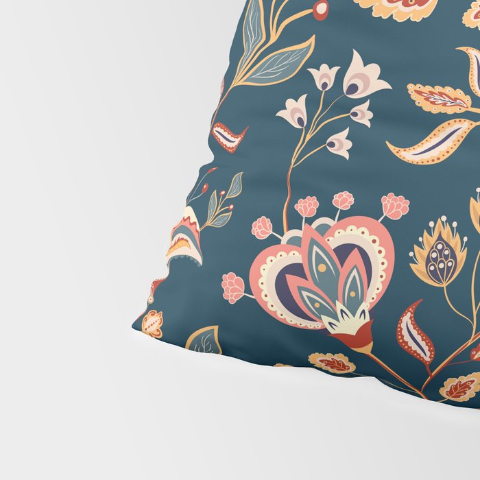 Indian Floral Trail - Deep Navy Blue Pillow Sham Gallery Image 4