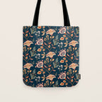 Indian Floral Trail - Deep Navy Blue Tote Bag Gallery Image 1