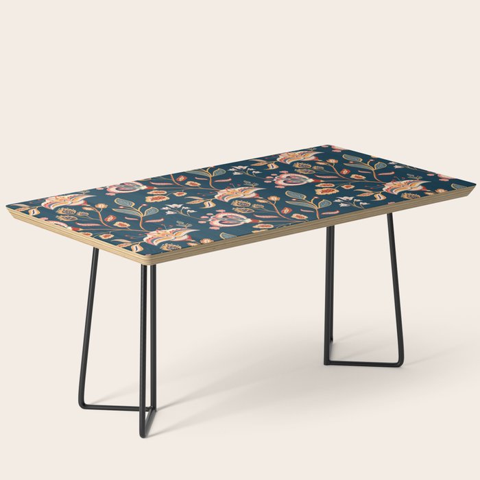 Indian Floral Trail - Deep Navy Blue Coffee Table Gallery Image 1