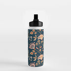 Indian Floral Trail - Deep Navy Blue Water Bottle Gallery Image 2