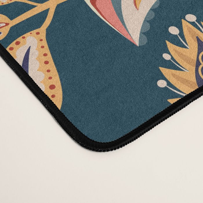 Indian Floral Trail - Deep Navy Blue Desk Mat Gallery Image 4