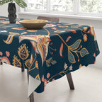 Indian Floral Trail - Deep Navy Blue Tablecloth Gallery Image 3