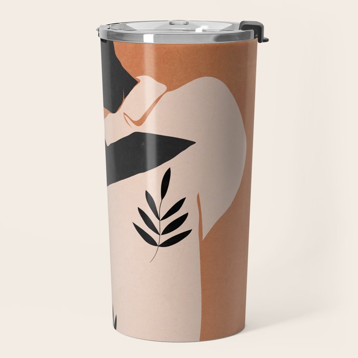 Minimal Abstract Art Sunset Girl 5 Travel Mug Gallery Image 2