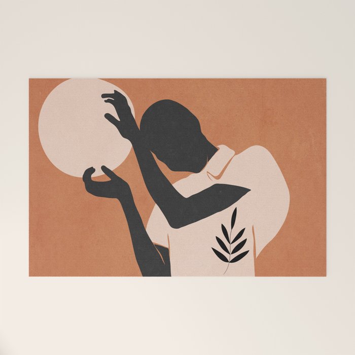 Minimal Abstract Art Sunset Girl 5 Welcome Mat Gallery Image 1