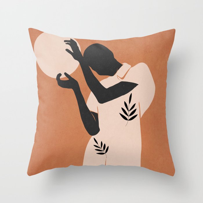 Minimal Abstract Art Sunset Girl 5 Throw Pillow Gallery Image 6