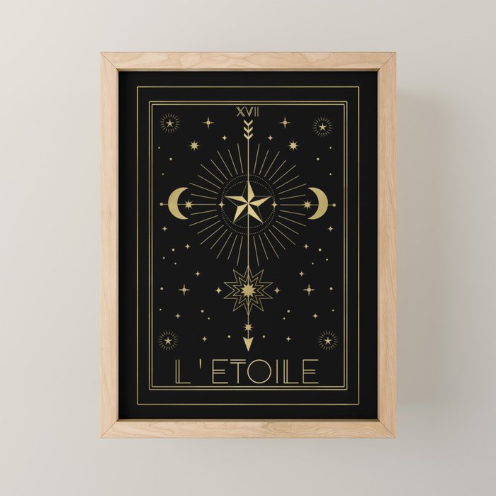 L'Etoile or The Star Tarot Gold Mini Art Print Gallery Image 1
