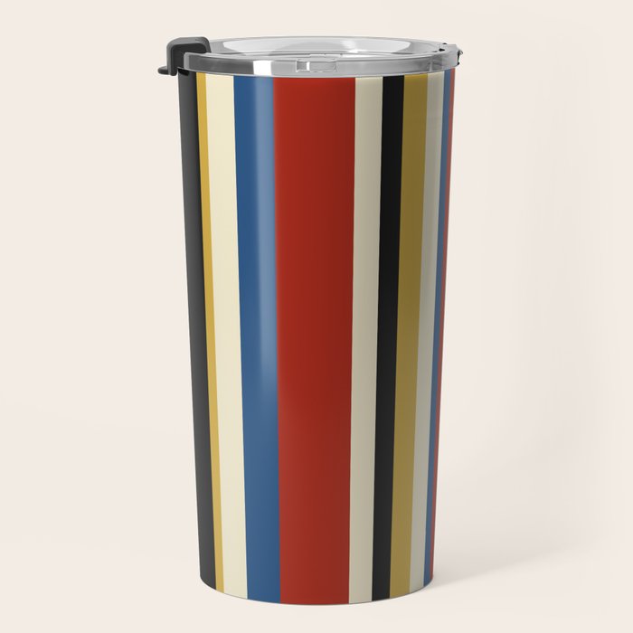 Classic Stripes IX - Bauhaus Palette Travel Mug Gallery Image 3