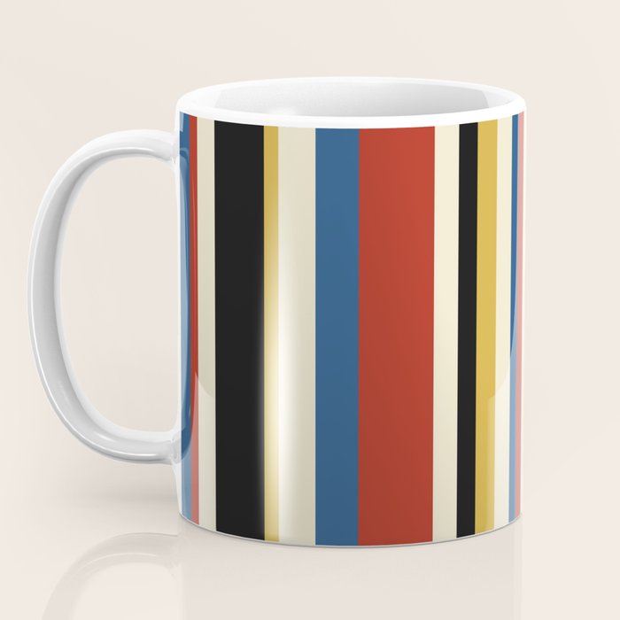 Classic Stripes IX - Bauhaus Palette Coffee Mug Gallery Image 3