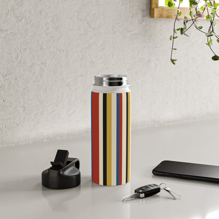 Classic Stripes IX - Bauhaus Palette Water Bottle Gallery Image 4