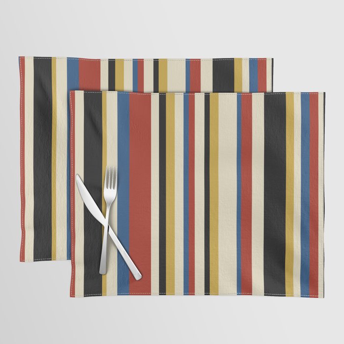 Classic Stripes IX - Bauhaus Palette Placemat Gallery Image 1
