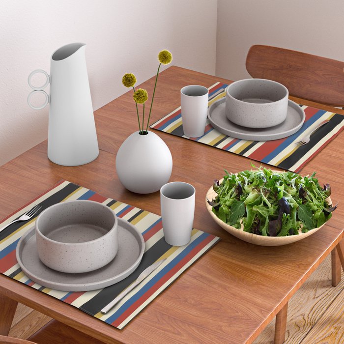 Classic Stripes IX - Bauhaus Palette Placemat Gallery Image 2