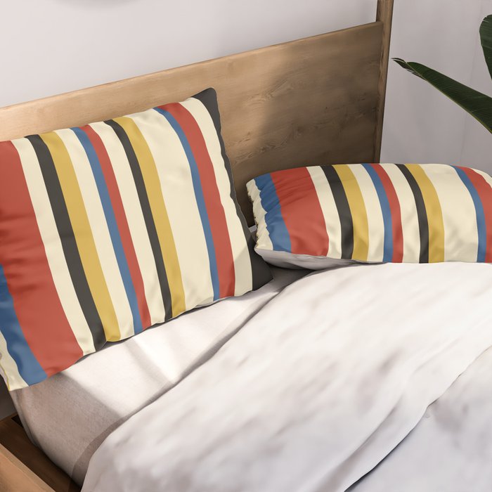 Classic Stripes IX - Bauhaus Palette Pillow Sham Gallery Image 2