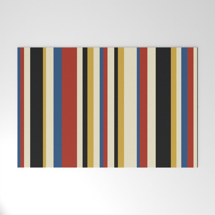 Classic Stripes IX - Bauhaus Palette Welcome Mat Gallery Image 1