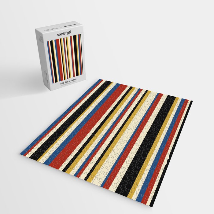 Classic Stripes IX - Bauhaus Palette Jigsaw Puzzle Gallery Image 2