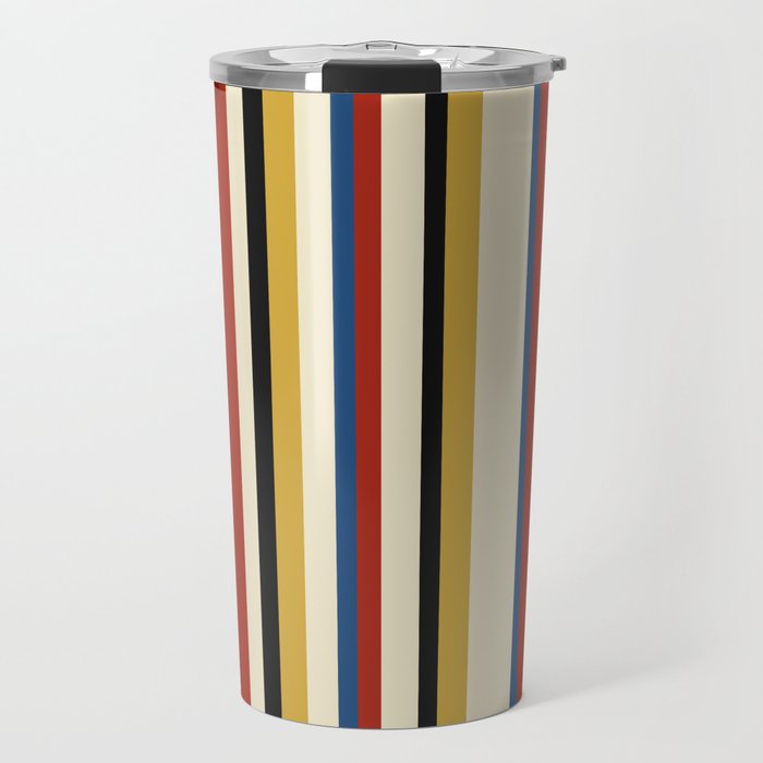 Classic Stripes IX - Bauhaus Palette Travel Mug Gallery Image 1
