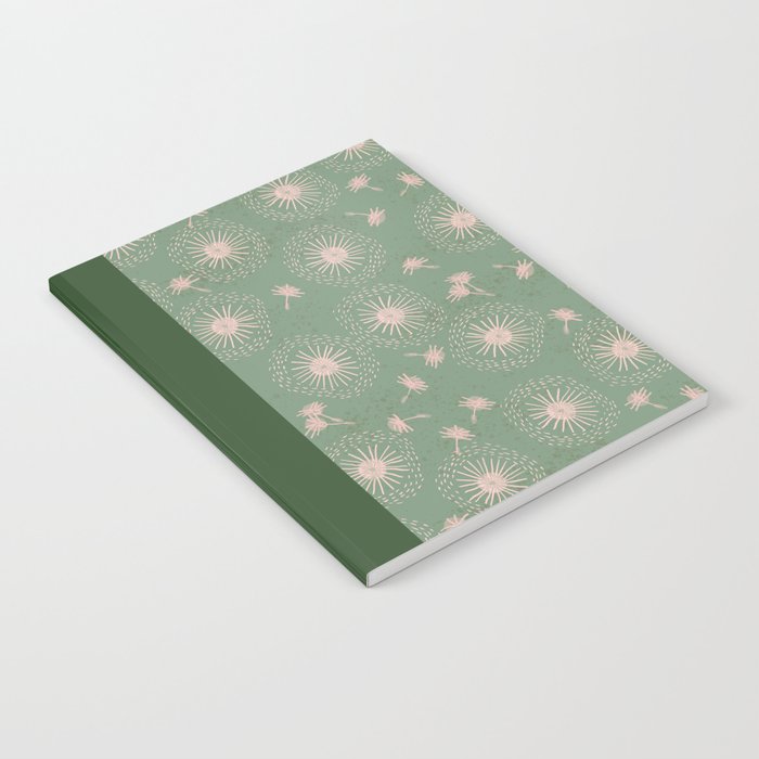 Make A Wish Dandelion Pattern in Sage Green & Peach Notebook Gallery Image 1