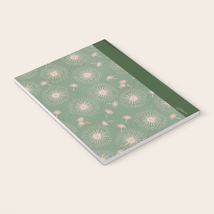 Make A Wish Dandelion Pattern in Sage Green & Peach Notebook Gallery Image 3