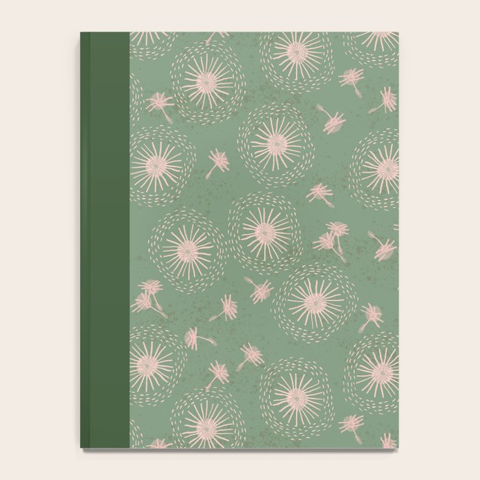 Make A Wish Dandelion Pattern in Sage Green & Peach Notebook Gallery Image 4